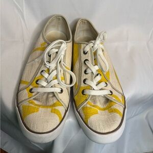 Coach Yellow and White Canvas Sneakers